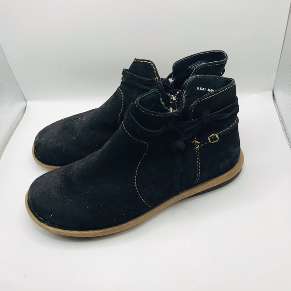 Born Shoes - Born Black Suede Ankle Boots with Tan Sole